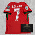 Cristiano Ronaldo 2024 Signed Tribute Jersey | Portugal Red Kit — printed signature tribute football shirt