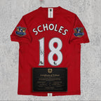 Paul Scholes 2008 Signed Tribute Jersey | Manchester Red Kit — printed signature tribute football shirt