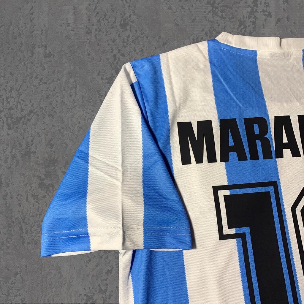 Diego Maradona 1986 Classic Blue & White Signature Tribute Jersey - Printed Signature Shirt image 2 - printed signature football gift