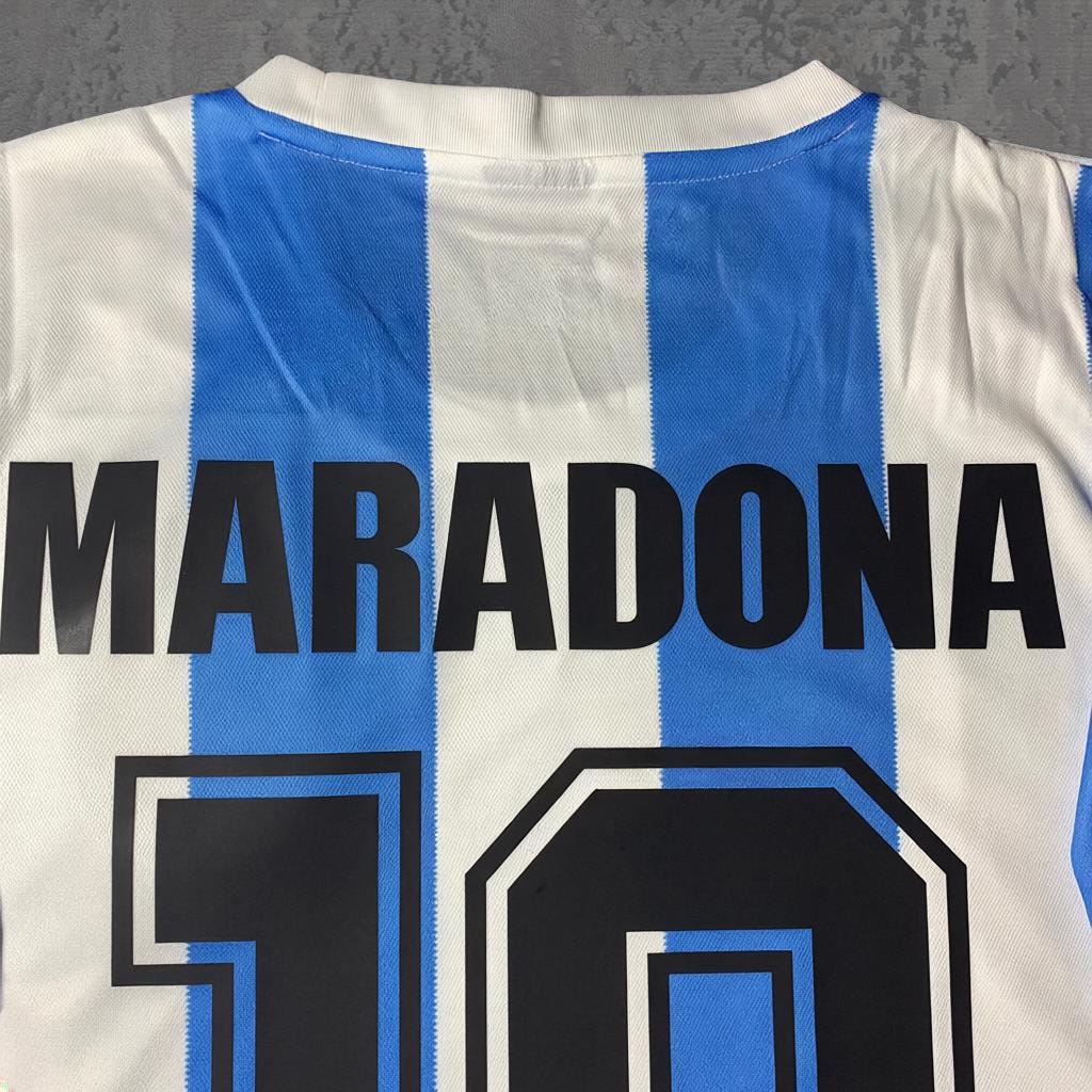 Diego Maradona 1986 Classic Blue & White Signature Tribute Jersey - Printed Signature Shirt image 3 - printed signature football gift