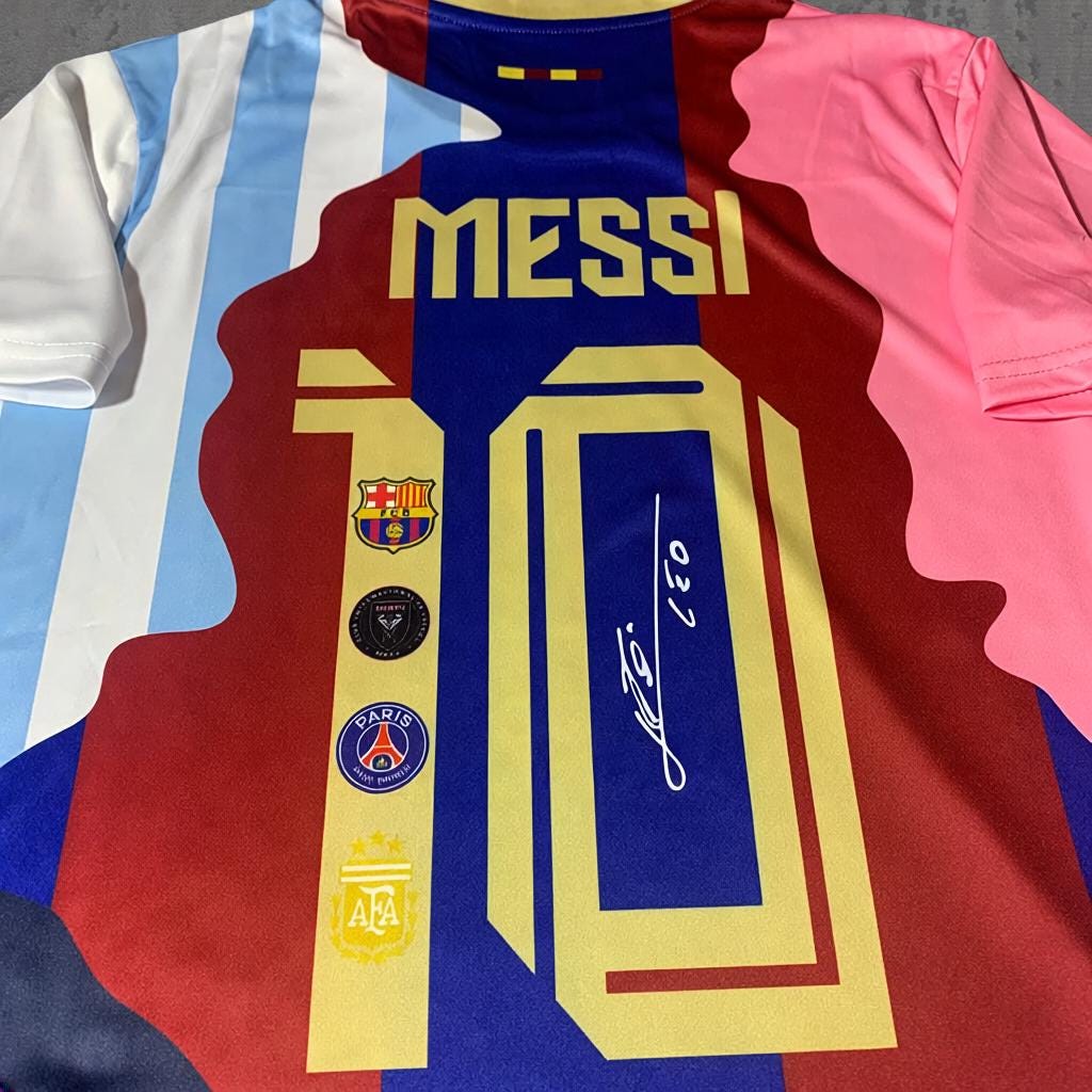 Lionel Messi Career Legacy Era Signature Tribute Jersey - Printed Signature Shirt image 2 - printed signature football gift