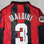 Paolo Maldini Italian Red & Black Retro Signature Tribute Jersey - Printed Signature Shirt image 2 - printed signature football gift