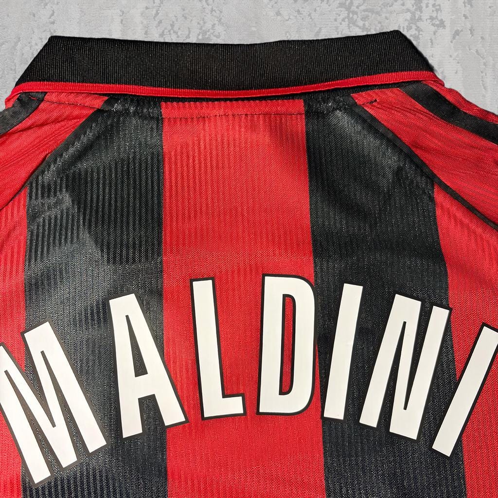 Paolo Maldini Italian Red & Black Retro Signature Tribute Jersey - Printed Signature Shirt image 4 - printed signature football gift