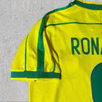 Ronaldo Nazário 1998 Samba Yellow Retro Signature Tribute Jersey - Printed Signature Shirt image 4 - printed signature football gift