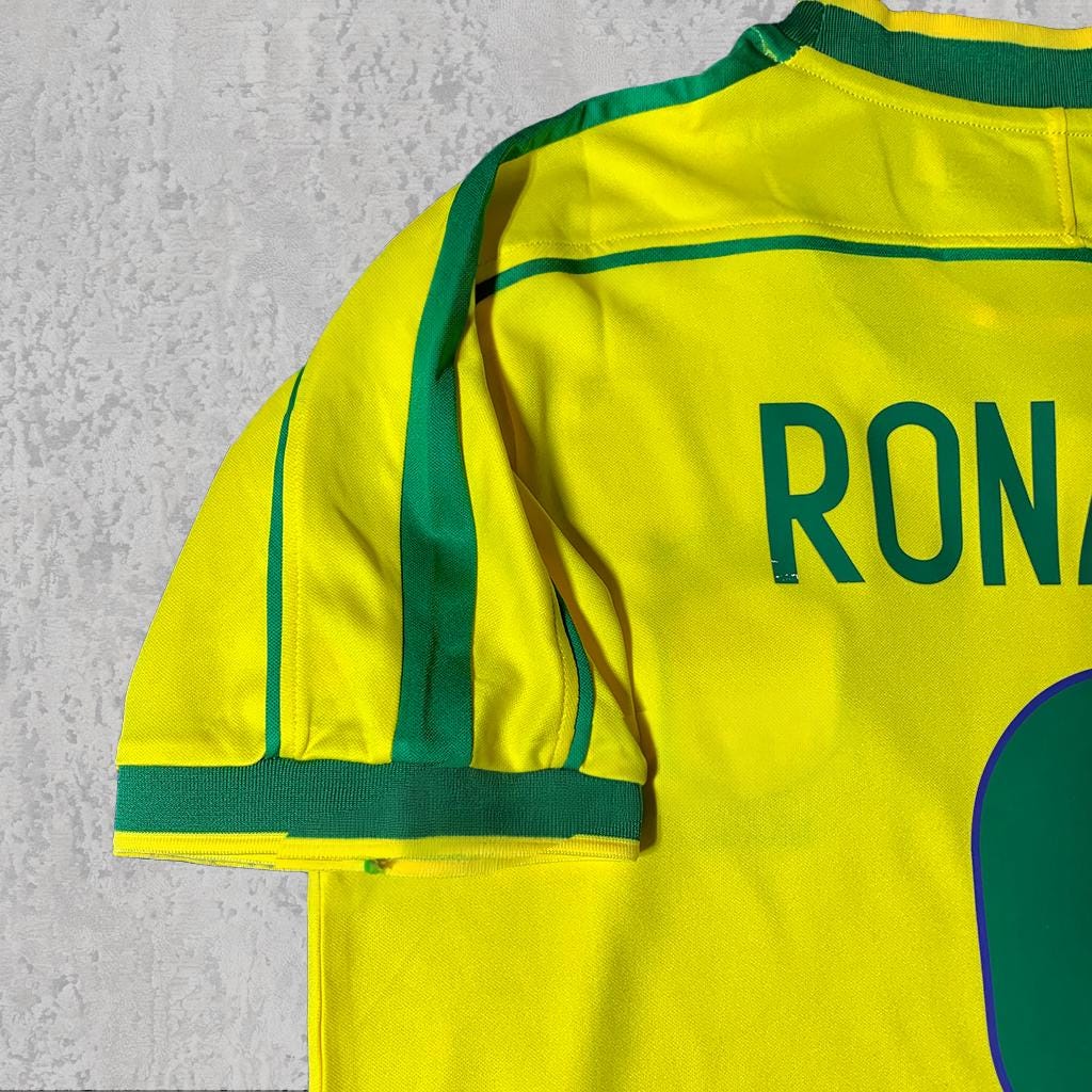 Ronaldo Nazário 1998 Samba Yellow Retro Signature Tribute Jersey - Printed Signature Shirt image 4 - printed signature football gift