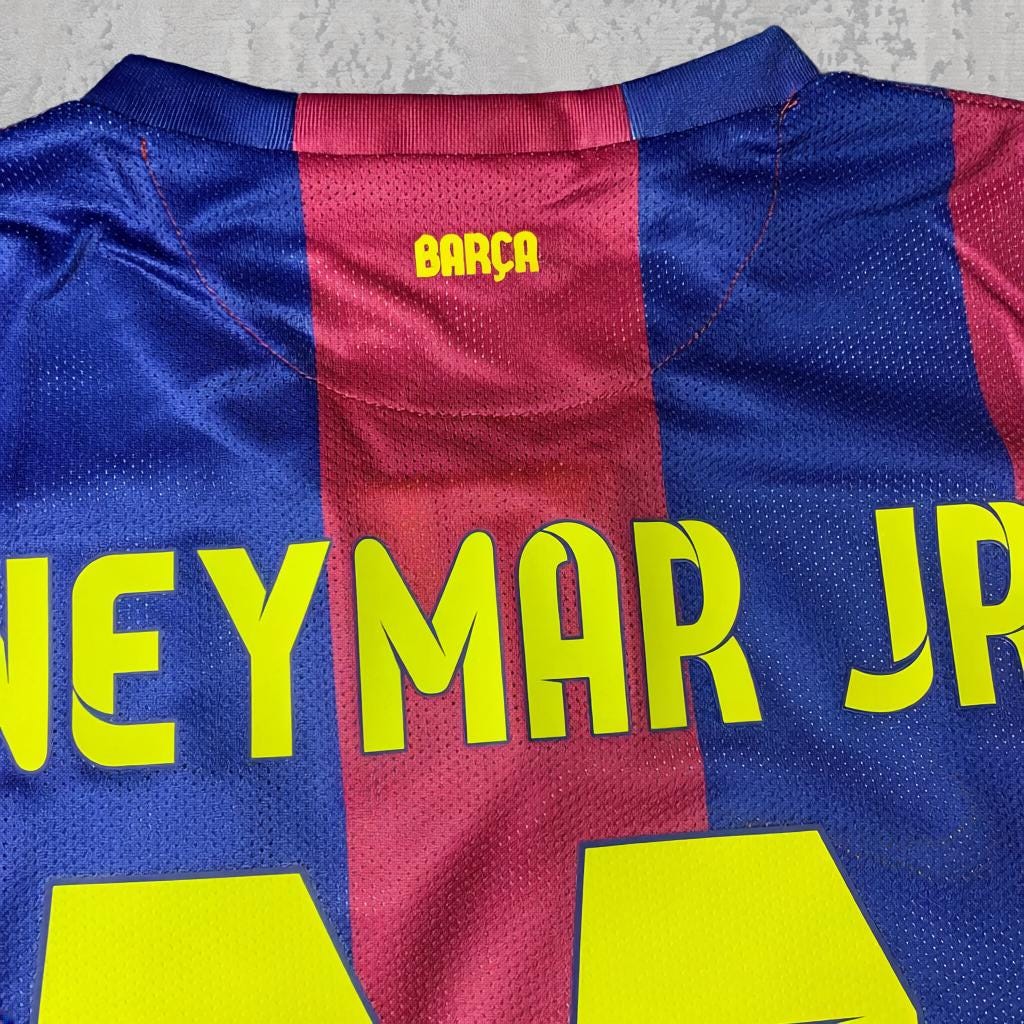 Neymar Jr. 2015 Catalan Stripes Signature Tribute Jersey - Printed Signature Shirt image 3 - printed signature football gift