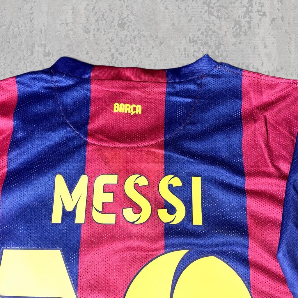Lionel Messi 2015 Treble Season Red Blue Signature Tribute Jersey - Printed Signature Shirt image 3 - printed signature football gift