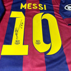 Lionel Messi 2015 Treble Season Red Blue Signature Tribute Jersey - Printed Signature Shirt image 2 - printed signature football gift
