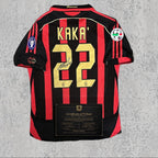Kaká 2007 Signed Tribute Jersey | Red Black Rossoneri Kit — printed signature tribute football shirt