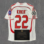 Kaká 2007 Signed Tribute Jersey | Classic Italian White Long Sleeve — printed signature tribute football shirt