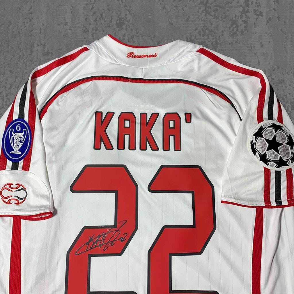 Kaká 2007 Classic Italian White Signature Tribute Jersey - Printed Signature Shirt image 2 - printed signature football gift