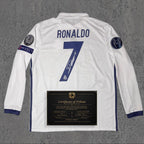 Cristiano Ronaldo 2017 Signed Tribute Jersey | Spanish White Kit — printed signature tribute football shirt