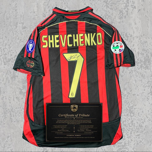 Andriy Shevchenko 2003 Signed Tribute Jersey | Rossoneri Red Kit — printed signature tribute football shirt