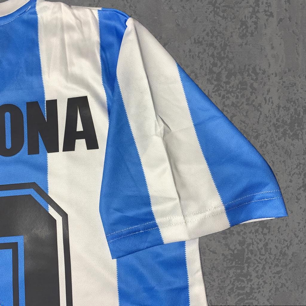 Diego Maradona 1986 Classic Blue & White Signature Tribute Jersey - Printed Signature Shirt image 4 - printed signature football gift