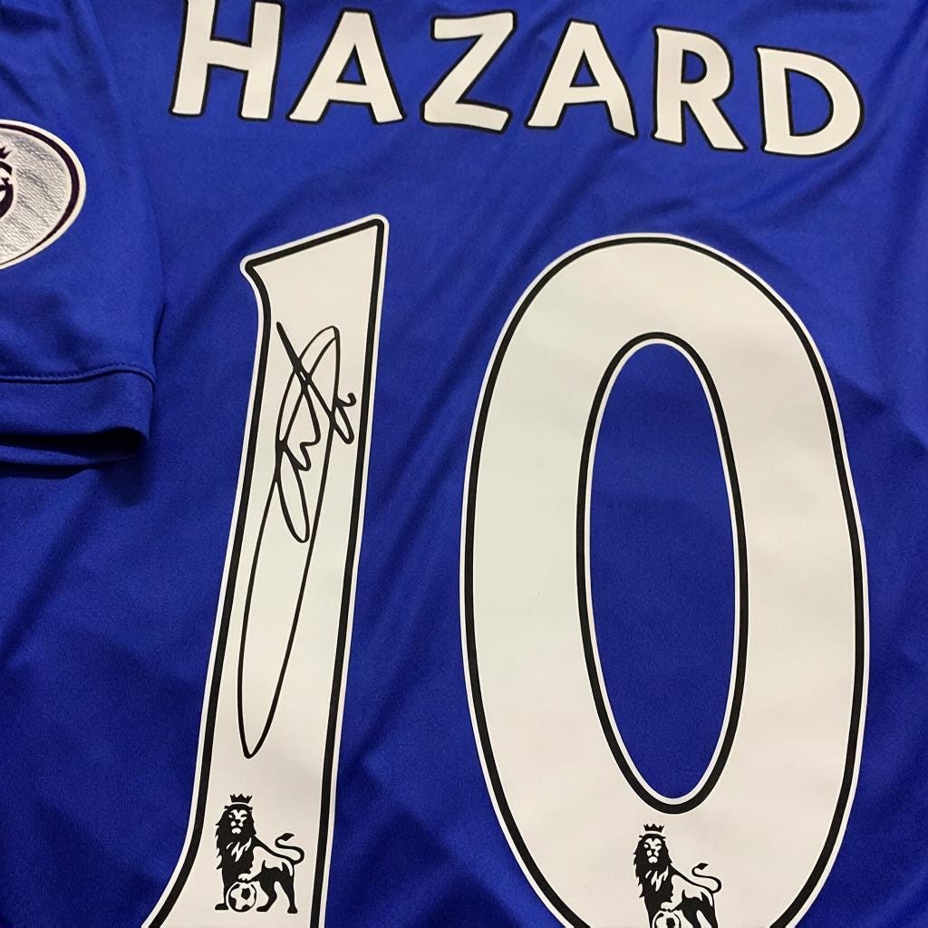 Eden Hazard 2017 Peak Era London Blue Signature Tribute Jersey - Printed Signature Shirt image 2 - printed signature football gift