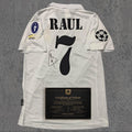 Raúl 2002 Signed Tribute Jersey | Classic Spanish White Kit — printed signature tribute football shirt