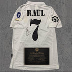 Raúl 2002 Signed Tribute Jersey | Classic Spanish White Kit — printed signature tribute football shirt
