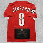 Steven Gerrard 2005 Signed Tribute Jersey | Istanbul Red Kit — printed signature tribute football shirt