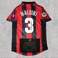 Paolo Maldini Signed Tribute Jersey | Classic Red Black Retro Kit — printed signature tribute football shirt