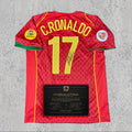 Cristiano Ronaldo 2004 Signed Tribute Jersey | Iberian Red Kit — printed signature tribute football shirt