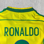 Ronaldo Nazário 1998 Samba Yellow Retro Signature Tribute Jersey - Printed Signature Shirt image 3 - printed signature football gift