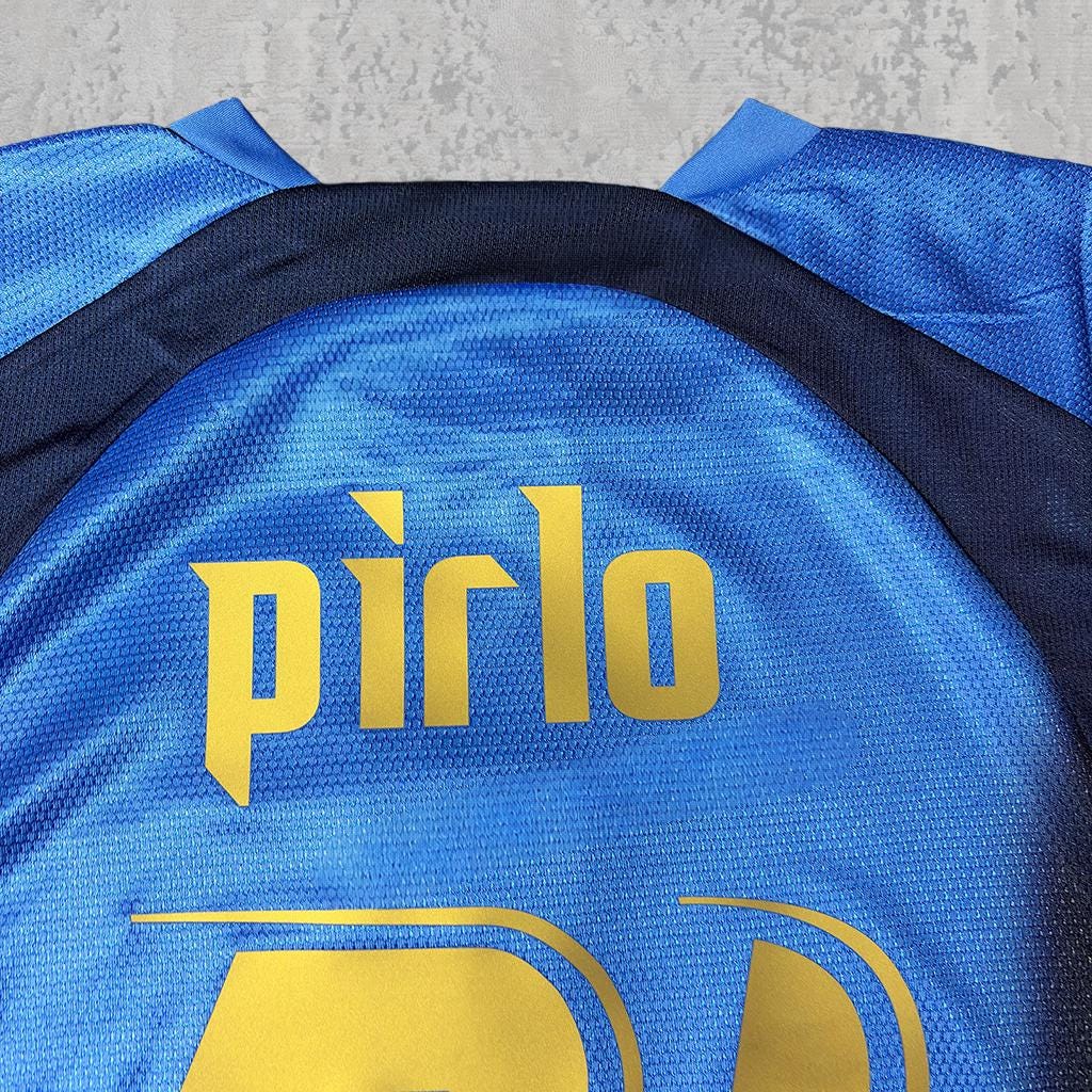 Andrea Pirlo 2006 Italian Blue Signature Tribute Jersey - Printed Signature Shirt image 2 - printed signature football gift