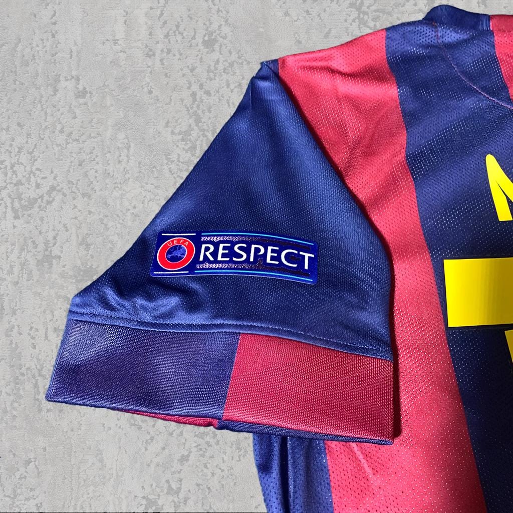 Lionel Messi 2015 Treble Season Red Blue Signature Tribute Jersey - Printed Signature Shirt image 4 - printed signature football gift