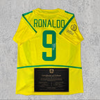 Ronaldo R9 2002 Signed Tribute Jersey | Samba Yellow Redemption Kit — printed signature tribute football shirt
