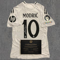 Luka Modrić 2024 Signed Tribute Jersey | Spanish White Crown Kit — printed signature tribute football shirt