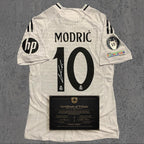 Luka Modrić 2024 Signed Tribute Jersey | Spanish White Crown Kit — printed signature tribute football shirt