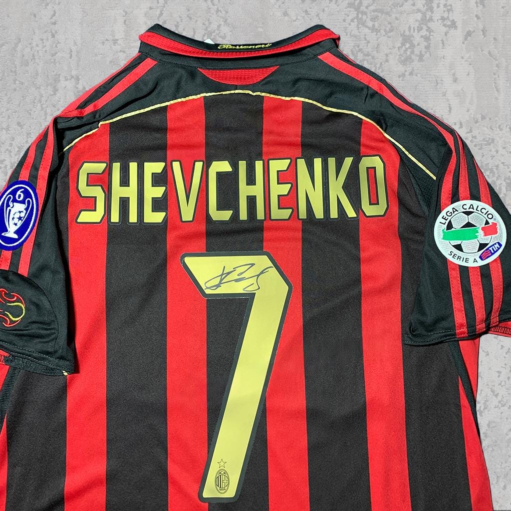 Andriy Shevchenko 2003 Rossoneri Red & Black Signature Tribute Jersey - Printed Signature Shirt image 2 - printed signature football gift
