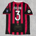 Paolo Maldini 2003 Signed Tribute Jersey | Rossoneri Red Black Kit — printed signature tribute football shirt