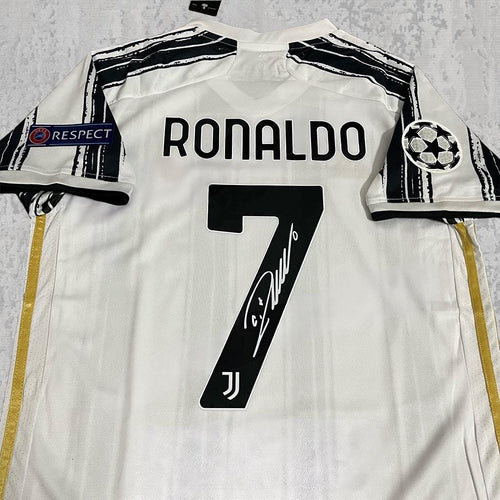 Cristiano Ronaldo 2021 Turin White & Black Signature Tribute Jersey - Printed Signature Shirt image 2 - printed signature football gift