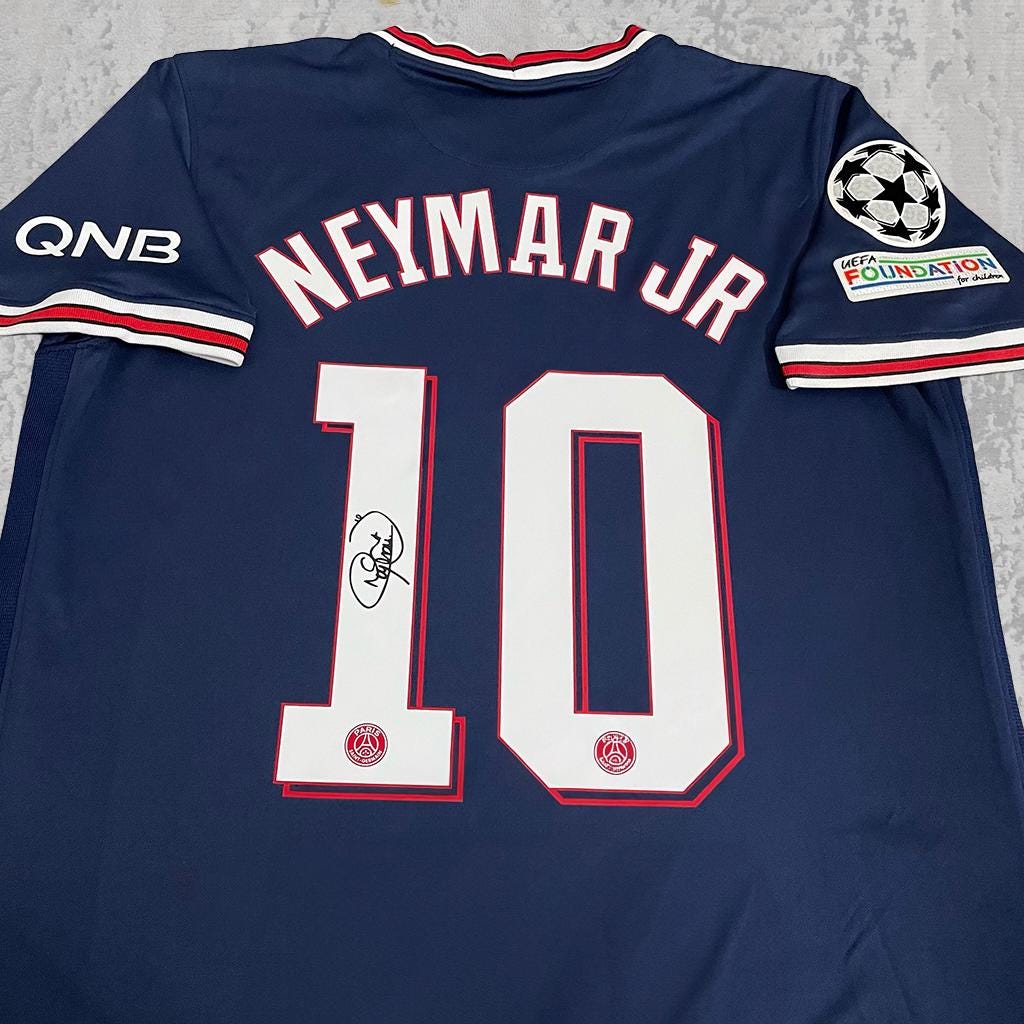 Neymar Jr. Parisien Navy Blue Signature Tribute Jersey - Printed Signature Shirt image 2 - printed signature football gift