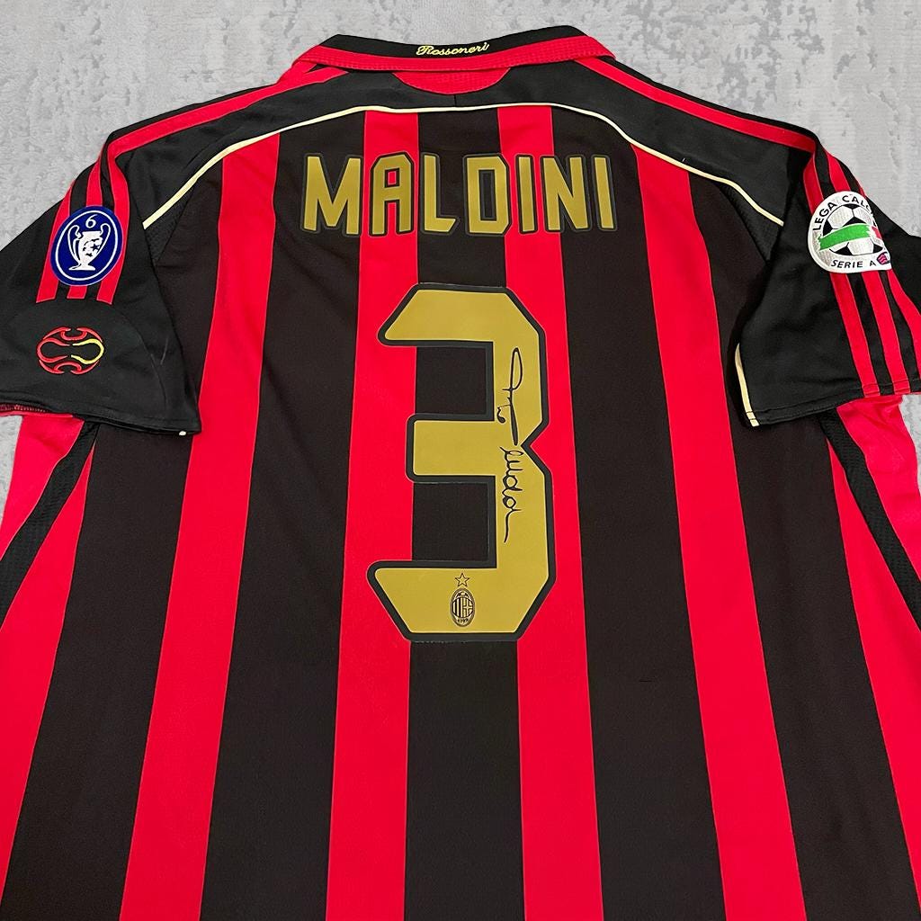 Paolo Maldini Rossoneri Red & Black Gold Signature Tribute Jersey - Printed Signature Shirt image 2 - printed signature football gift