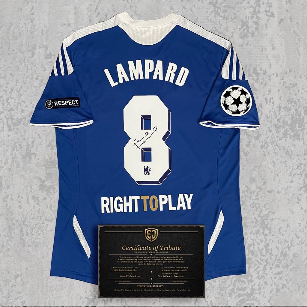 Frank Lampard 2011 Signed Tribute Jersey | West London Royal Blue Kit — printed signature tribute football shirt