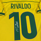 Rivaldo Canarinha Yellow & Green Signature Tribute Jersey - Printed Signature Shirt image 3 - printed signature football gift