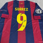 Luis Suárez 2015 Catalan Blue Red Stripe Signature Tribute Jersey - Printed Signature Shirt image 2 - printed signature football gift