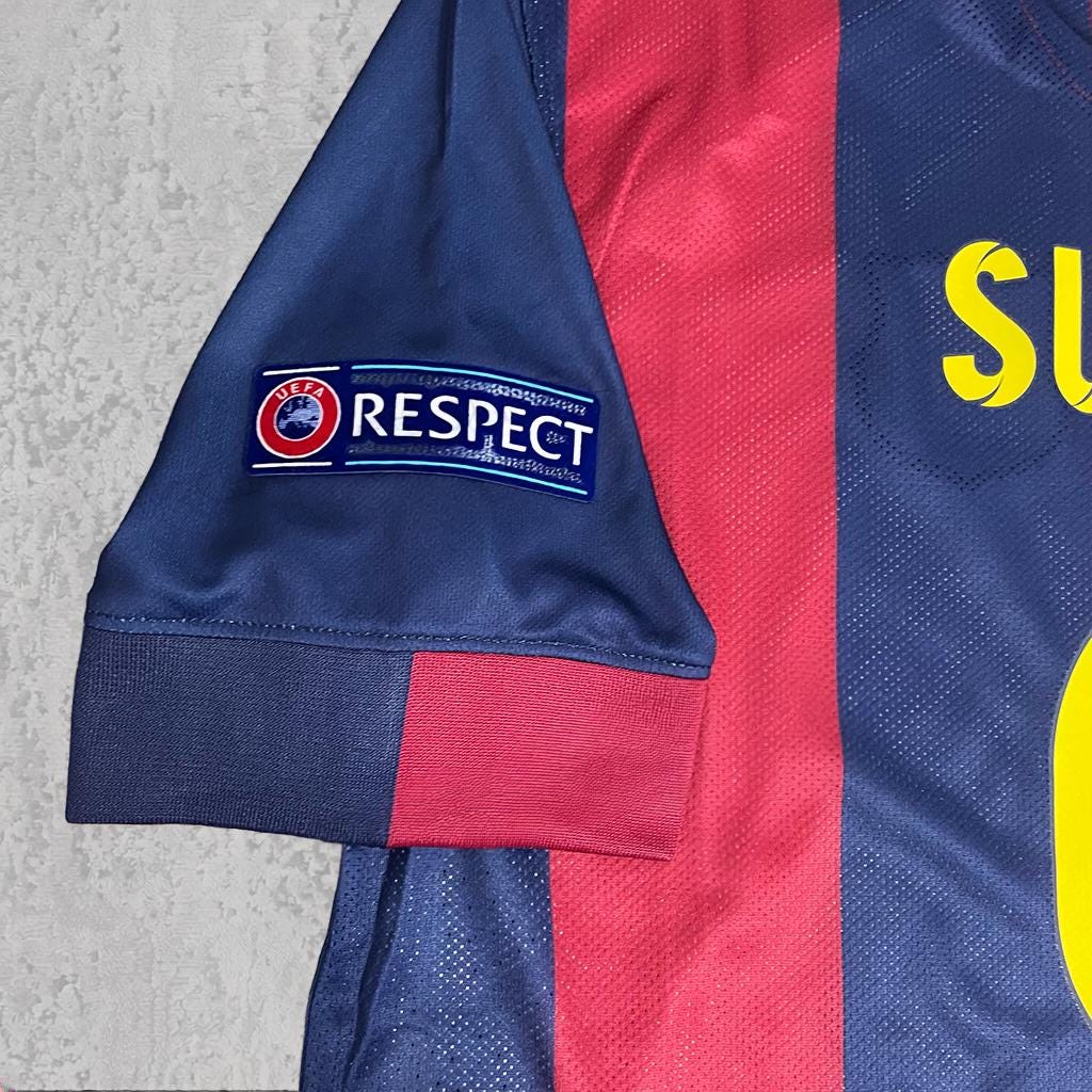 Luis Suárez 2015 Catalan Blue Red Stripe Signature Tribute Jersey - Printed Signature Shirt image 3 - printed signature football gift