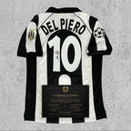 Alessandro Del Piero 1996 Signed Tribute Jersey | Turin Black White Kit — printed signature tribute football shirt