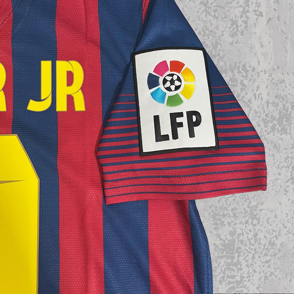 Neymar Jr. 2014 Catalan Blue Red Stripe Signature Tribute Jersey - Printed Signature Shirt image 3 - printed signature football gift