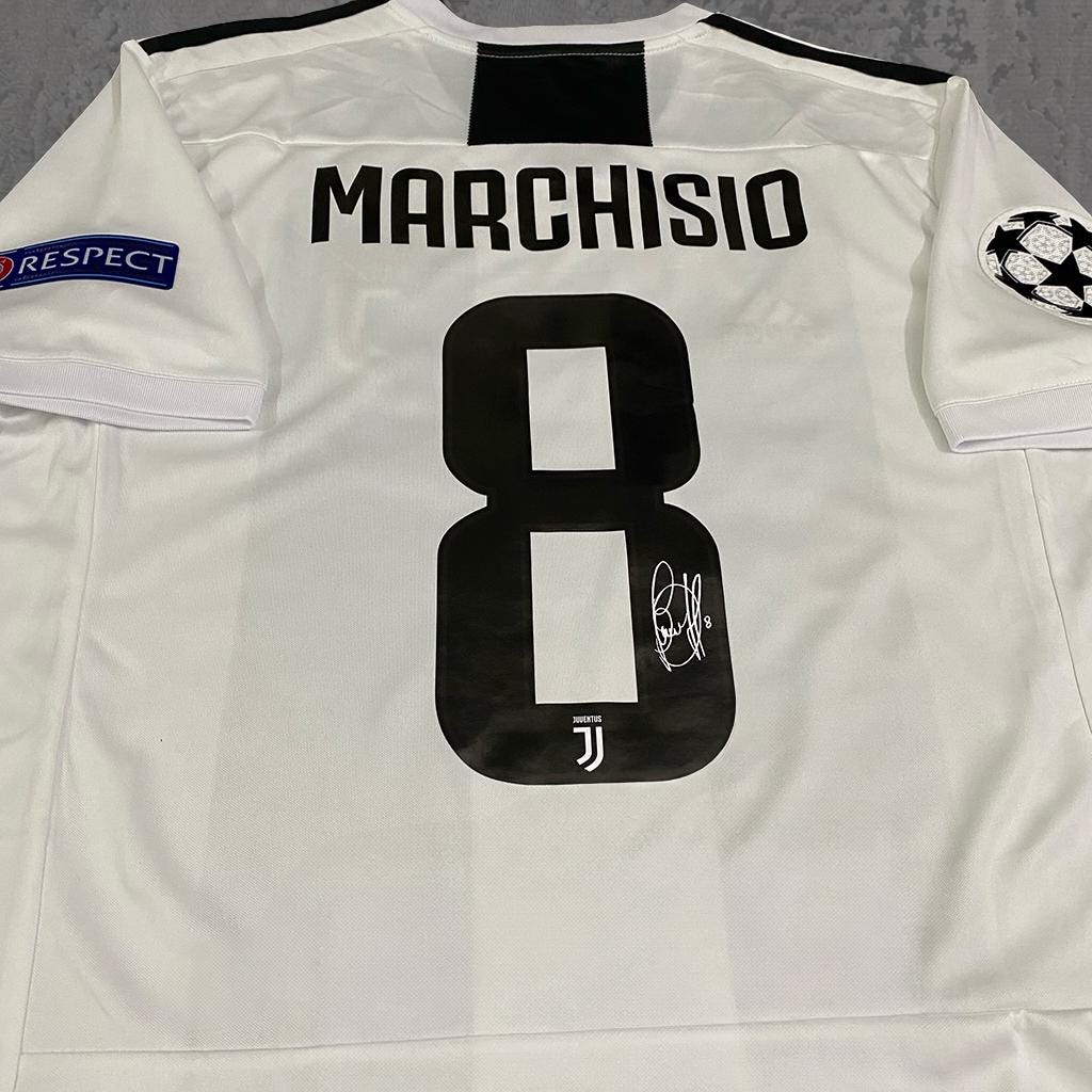 Claudio Marchisio 2018 Turin White & Black Signature Tribute Jersey - Printed Signature Shirt image 3 - printed signature football gift