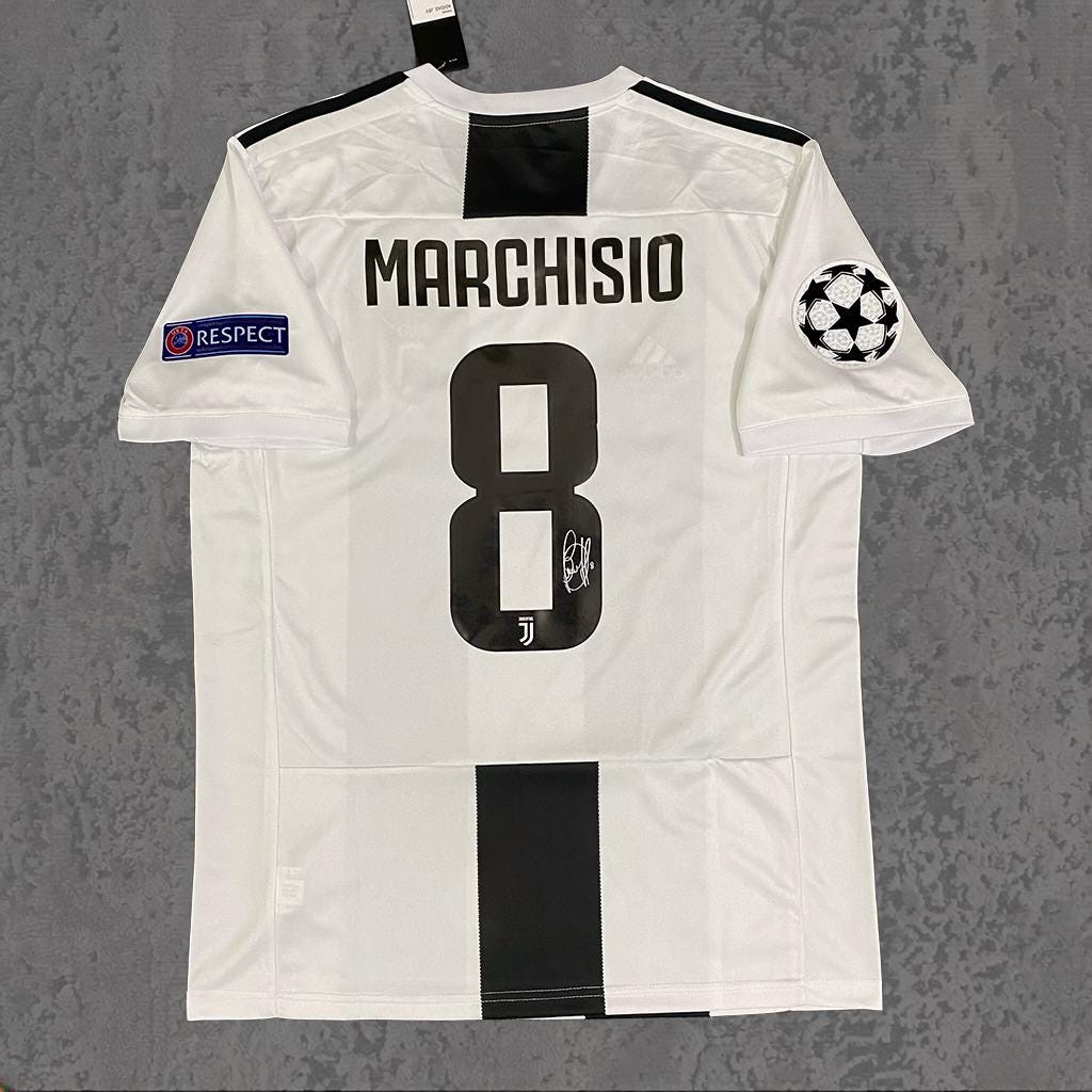 Claudio Marchisio 2018 Turin White & Black Signature Tribute Jersey - Printed Signature Shirt image 2 - printed signature football gift