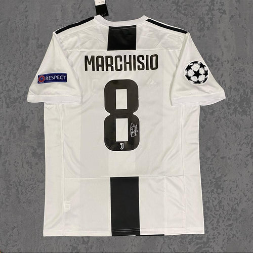 Claudio Marchisio 2018 Turin White & Black Signature Tribute Jersey - Printed Signature Shirt image 2 - printed signature football gift
