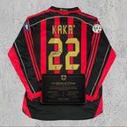 Kaká 2007 Signed Tribute Jersey | Rossoneri Black Red Gold Kit — printed signature tribute football shirt