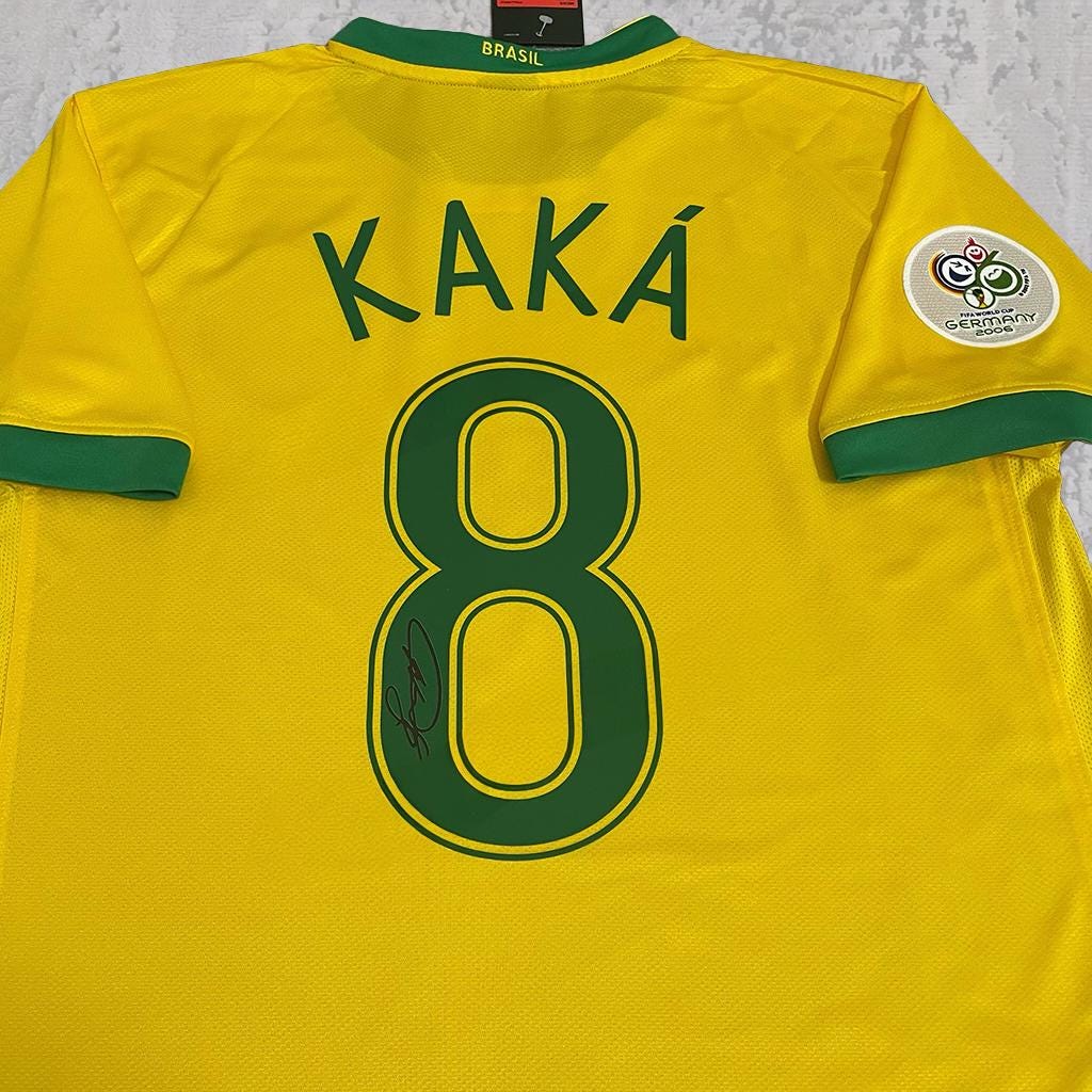 Kaká 2006 Canarinha Yellow & Green Signature Tribute Jersey - Printed Signature Shirt image 2 - printed signature football gift