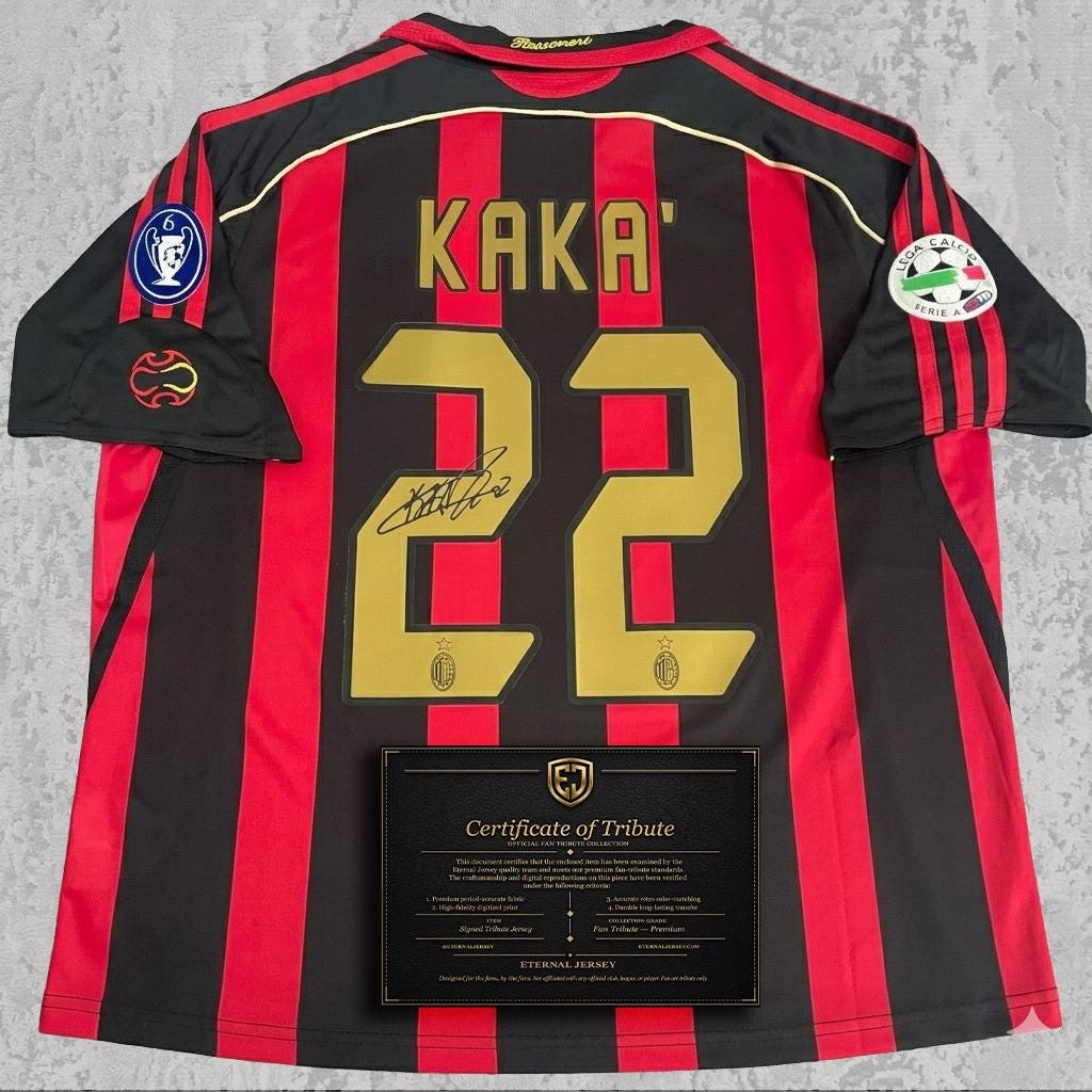 Kaká 2007 Classic Italian Red & Black Signature Tribute Jersey - Printed Signature Shirt image 2 - printed signature football gift