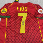 Luis Figo 2004 Portugal Red & Yellow Signature Tribute Jersey - Printed Signature Shirt image 2 - printed signature football gift