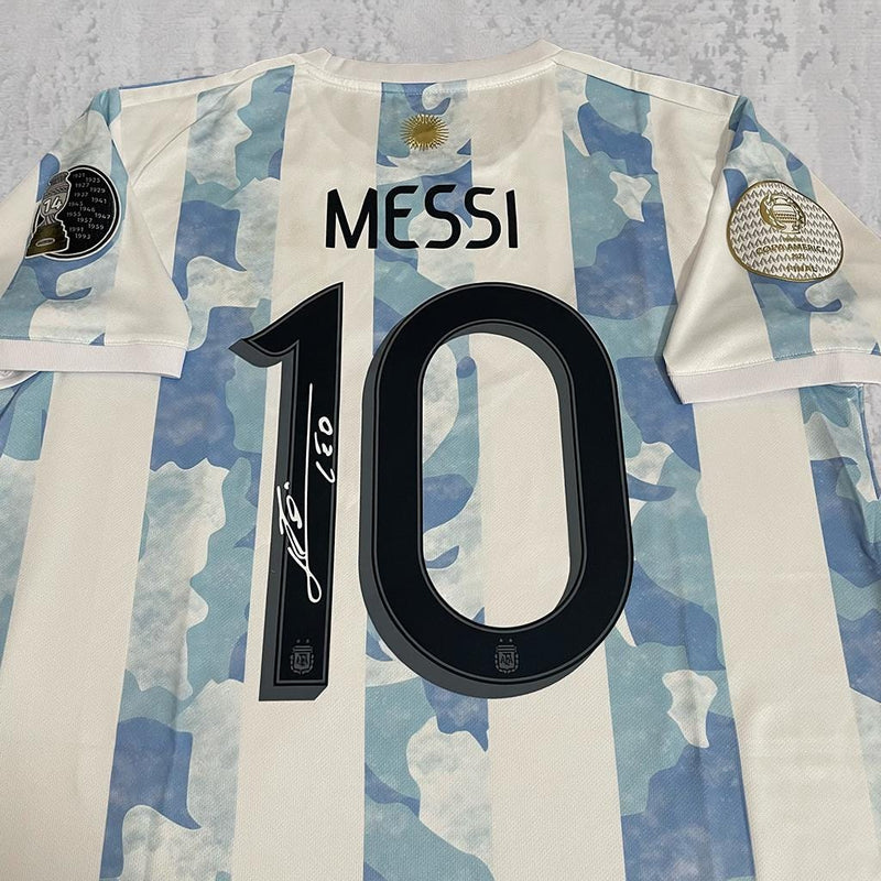 Lionel Messi 2021 Albiceleste Blue & White Signature Tribute Jersey - Printed Signature Shirt image 2 - printed signature football gift