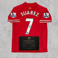 Luis Suárez 2013 Signed Tribute Jersey | Merseyside Red Kit — printed signature tribute football shirt